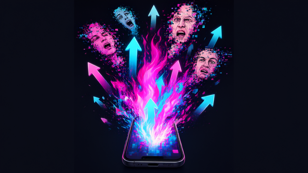 Editorial cover illustration of glowing parallel decision paths and a voice waveform over a dark circuit board