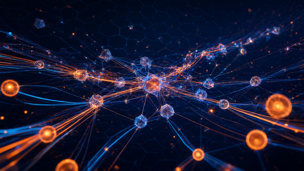 Abstract digital network visualization representing AI technology developments