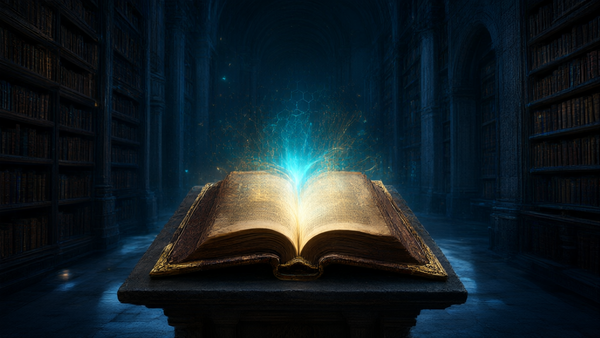 A dark library with a glowing antique book, editorial cover art for the Sep 14, 2026 AI news digest