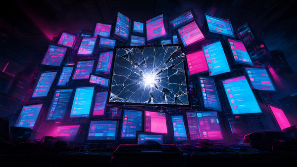 Editorial illustration of a search engine interface turning into a chatbot, 16:9